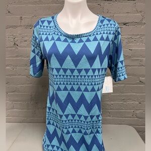 LuLaRoe Blue Geometric Short Sleeve Dress